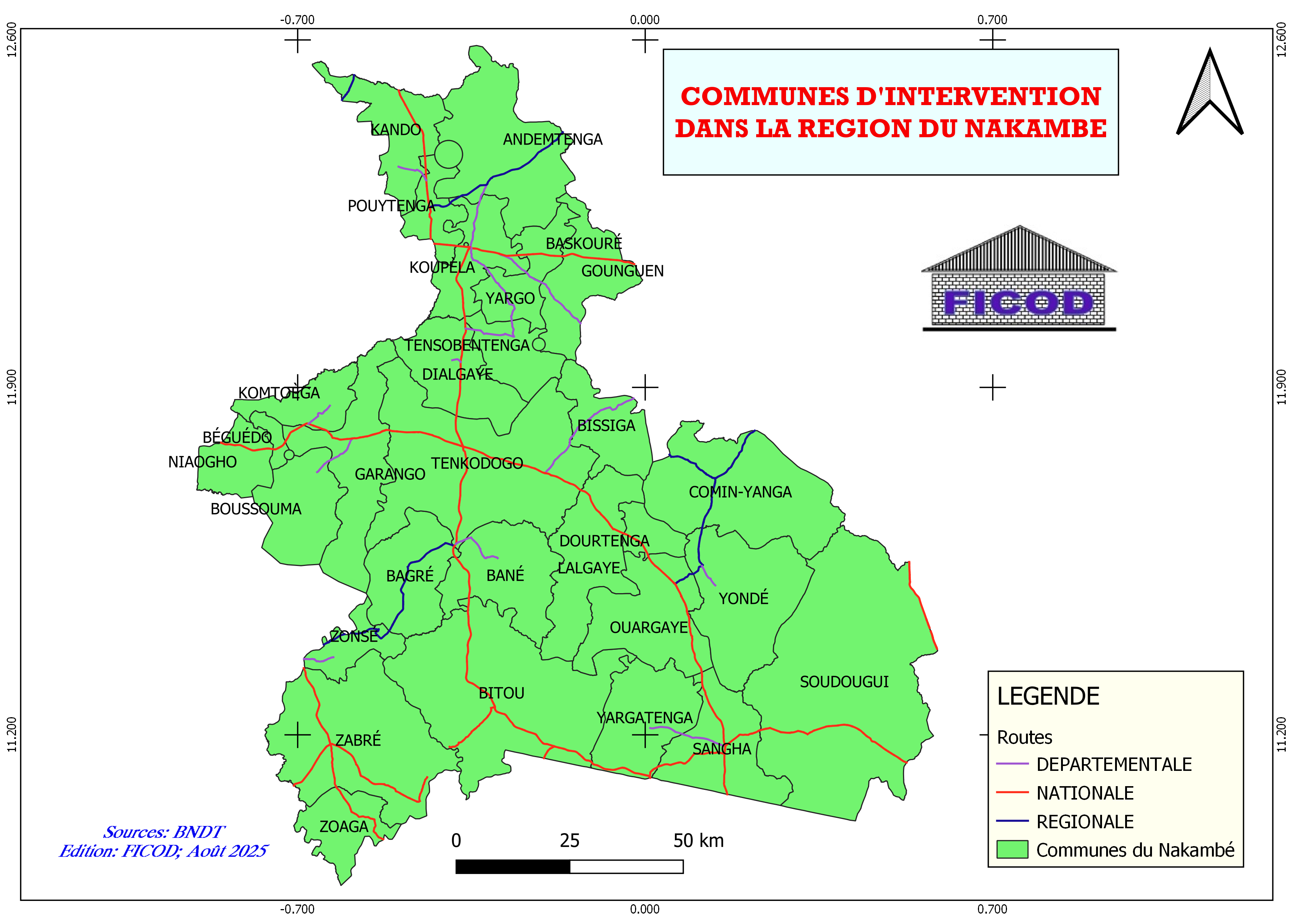 Carte des communes Nakambé