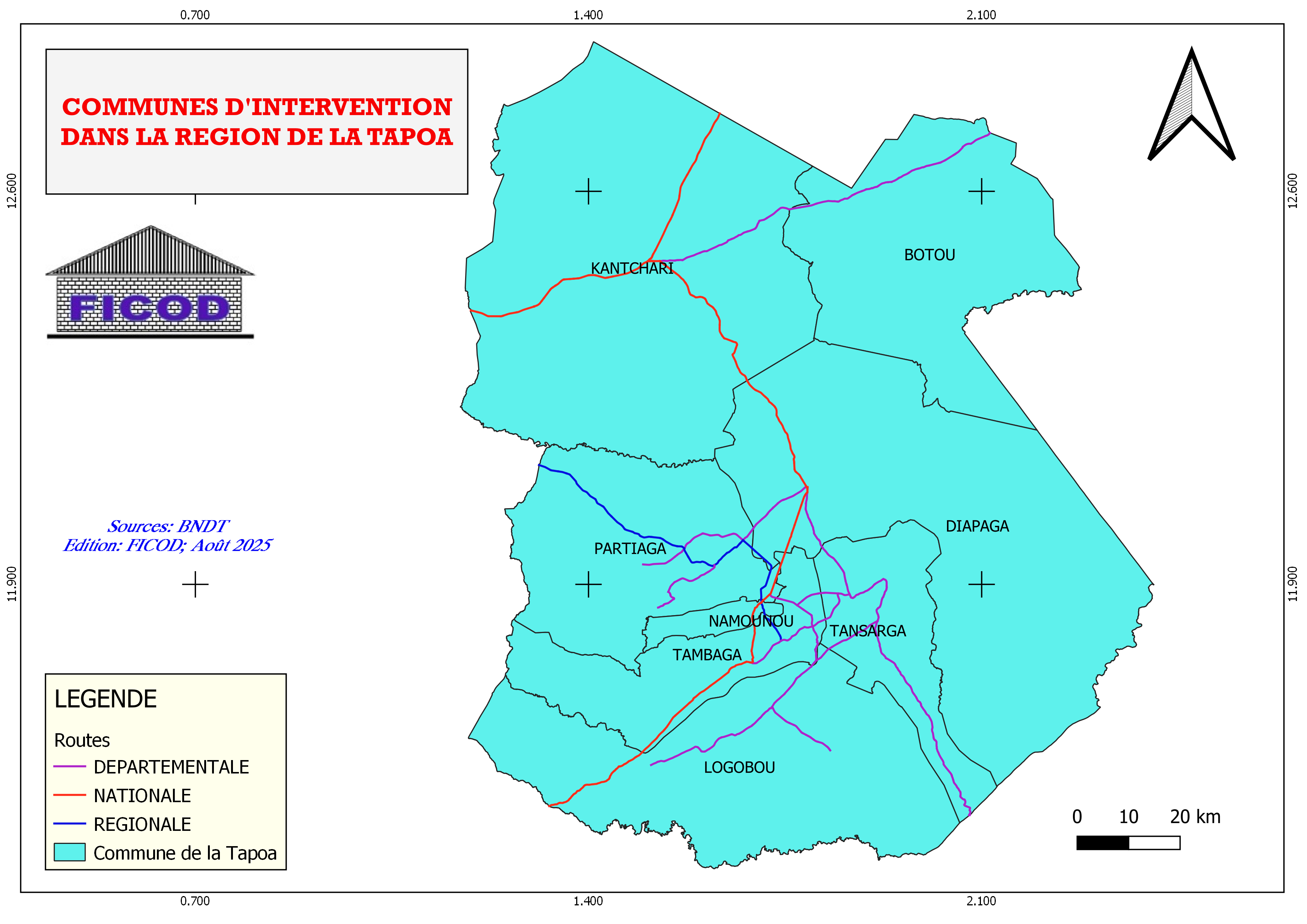 Carte des communes Tapoa